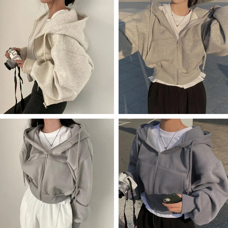Damen Hoodie Mit Reißverschluss | Übergroß