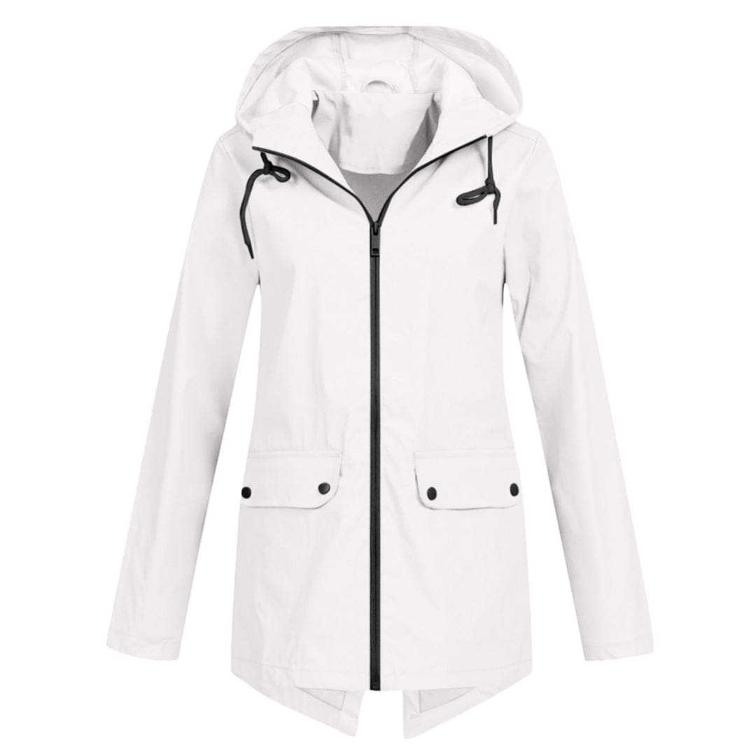 Damen Lange Regenjacke | Mit Kapuze