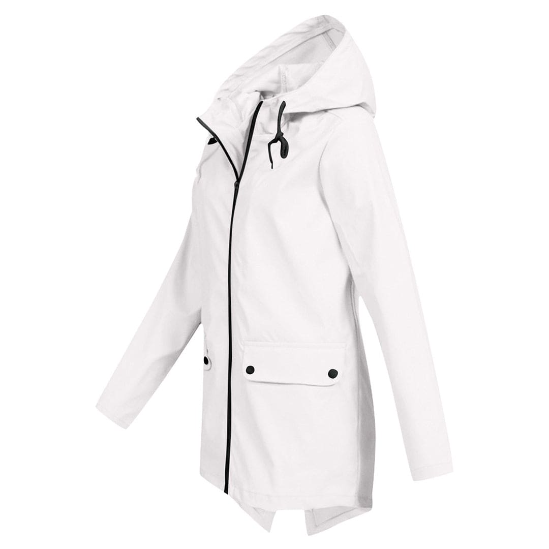 Damen Lange Regenjacke | Mit Kapuze
