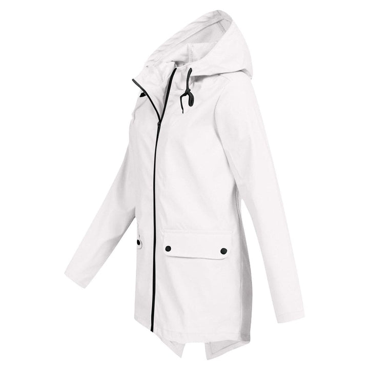 Damen Lange Regenjacke | Mit Kapuze