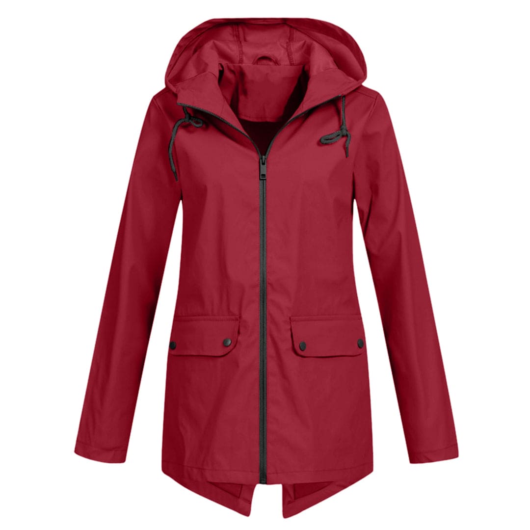 Damen Lange Regenjacke | Mit Kapuze