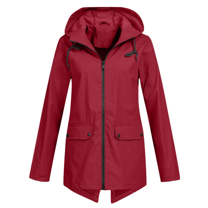 Damen Lange Regenjacke | Mit Kapuze