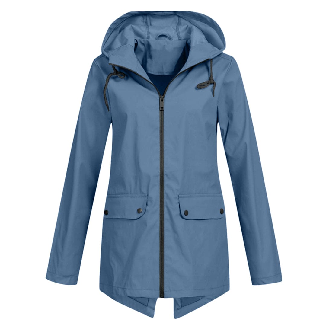 Damen Lange Regenjacke | Mit Kapuze