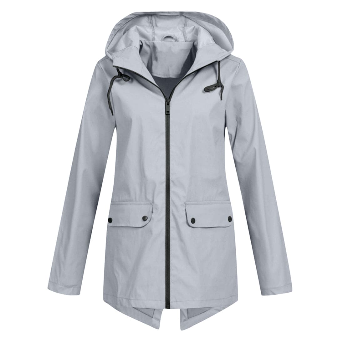 Damen Lange Regenjacke | Mit Kapuze