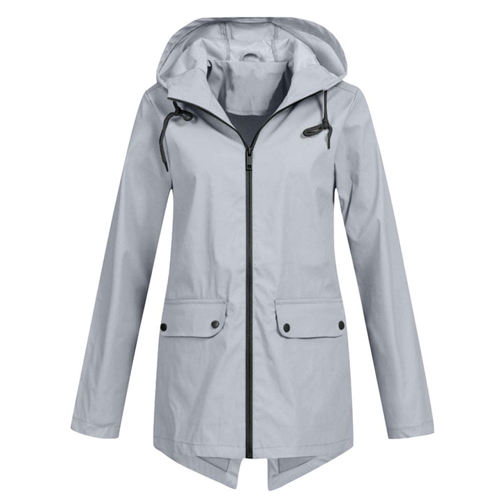 Damen Lange Regenjacke | Mit Kapuze