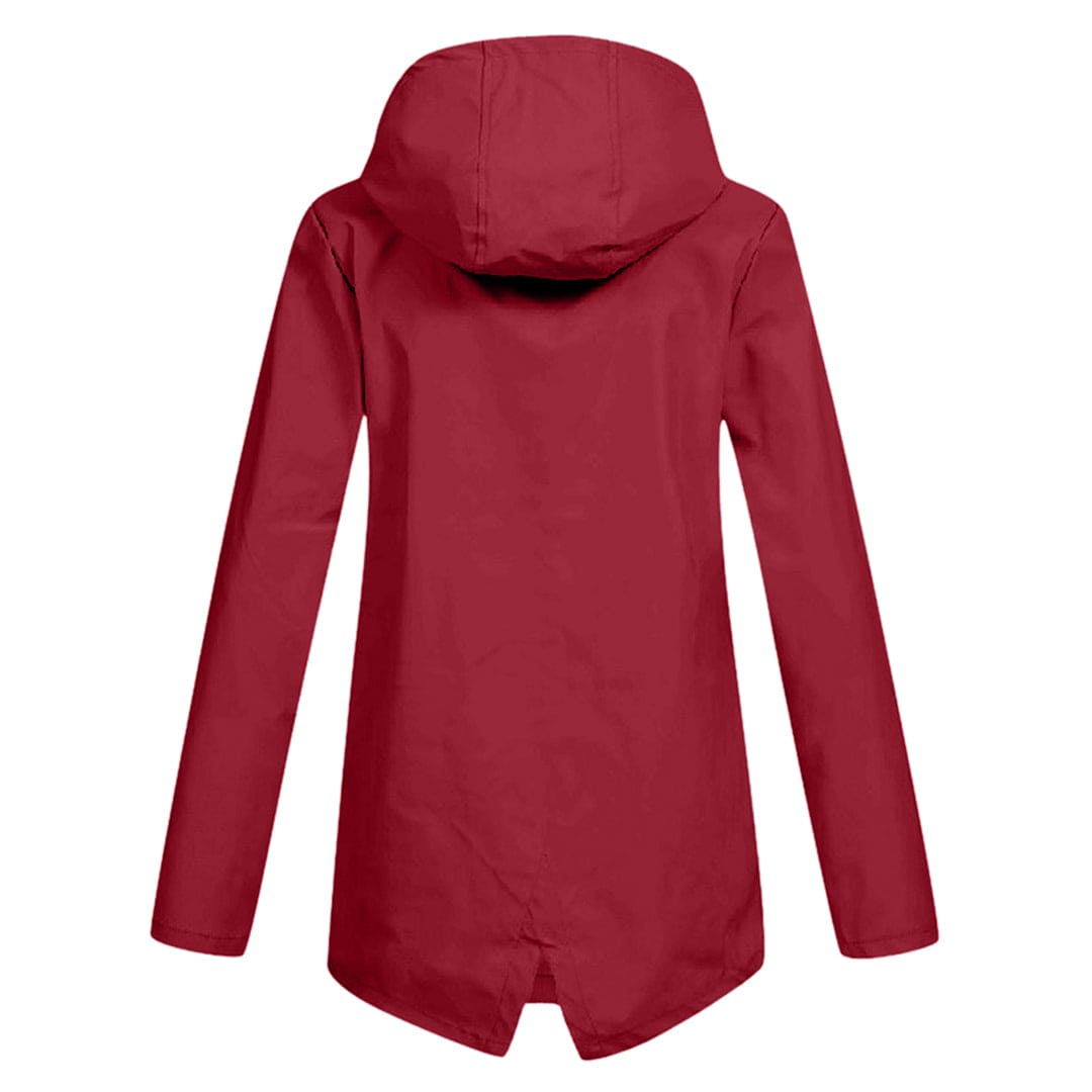 Damen Lange Regenjacke | Mit Kapuze