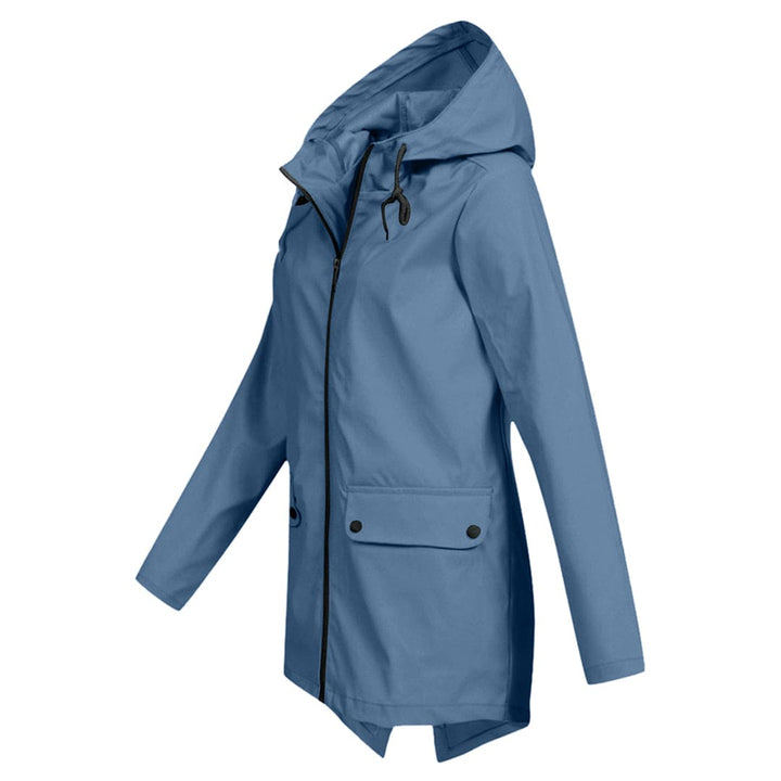 Damen Lange Regenjacke | Mit Kapuze