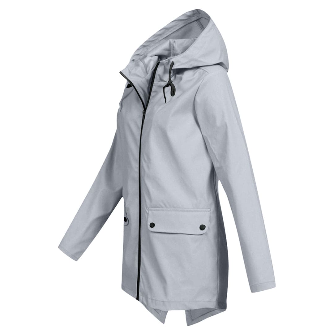 Damen Lange Regenjacke | Mit Kapuze