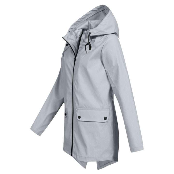 Damen Lange Regenjacke | Mit Kapuze