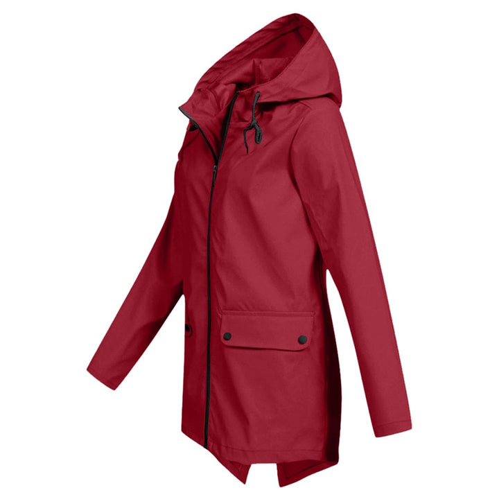 Damen Lange Regenjacke | Mit Kapuze