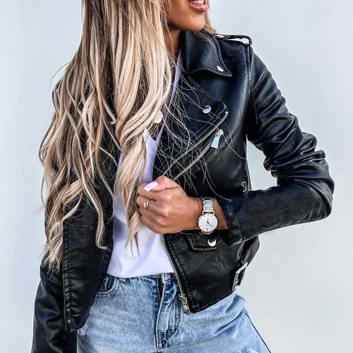 Lederjacke Mit Reverskragen Für Damen | Lässig