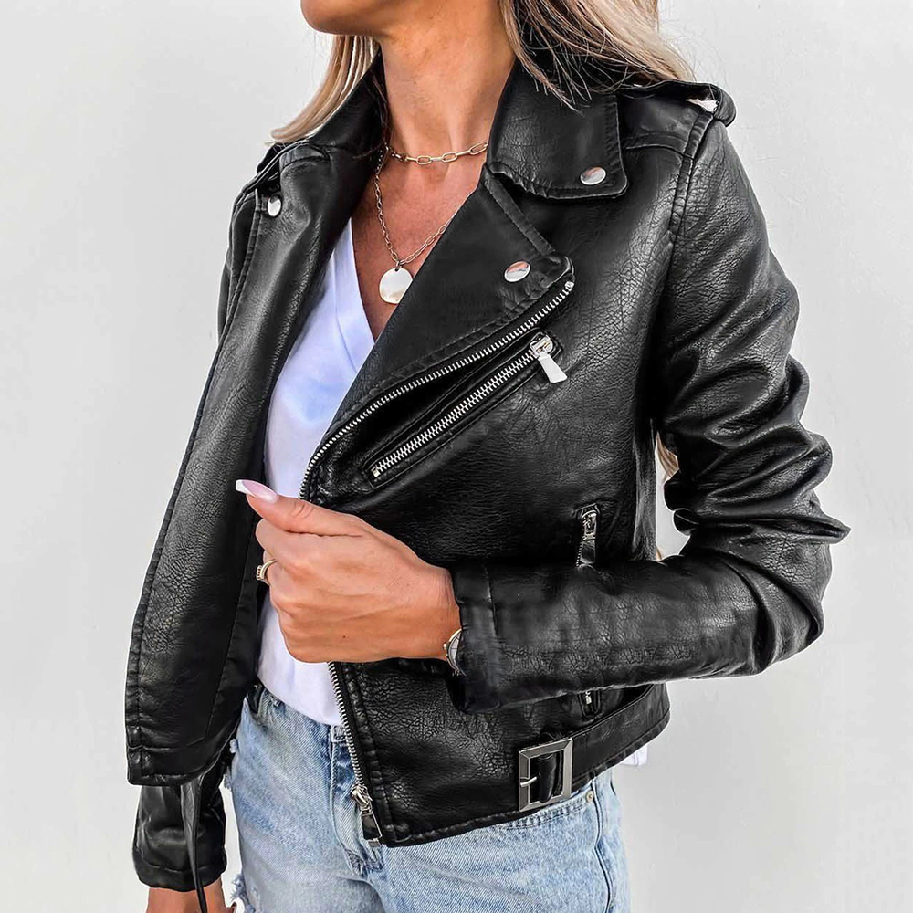 Lederjacke Mit Reverskragen Für Damen | Lässig