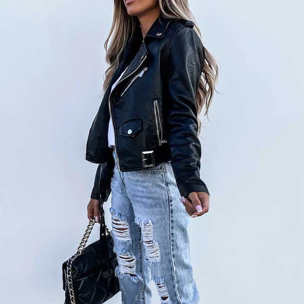 Lederjacke Mit Reverskragen Für Damen | Lässig