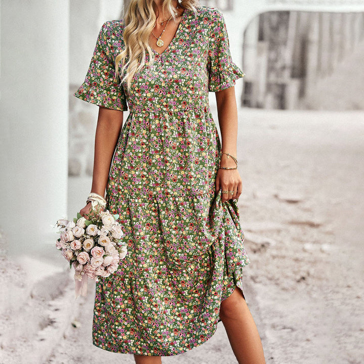 Midikleid mit V-Ausschnitt für Damen