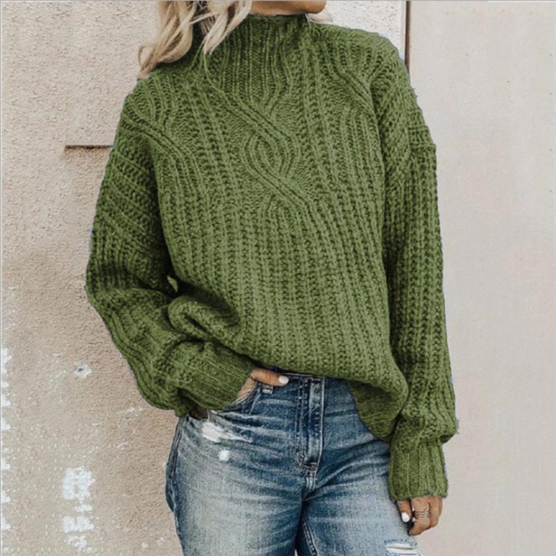 Damen Lockerer Freizeit Strickpullover | Rollkragen