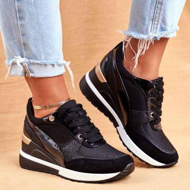 Damen Alle Jahreszeiten-Keil-Sneaker mit Schnürung