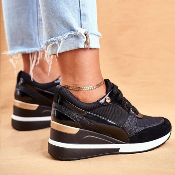 Damen Alle Jahreszeiten-Keil-Sneaker mit Schnürung