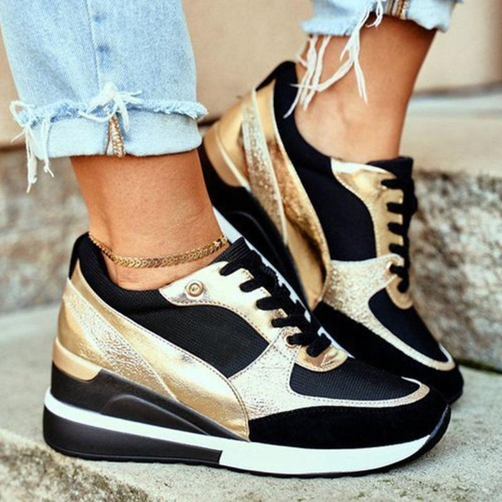 Damen Alle Jahreszeiten-Keil-Sneaker mit Schnürung