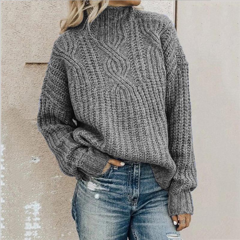 Damen Lockerer Freizeit Strickpullover | Rollkragen