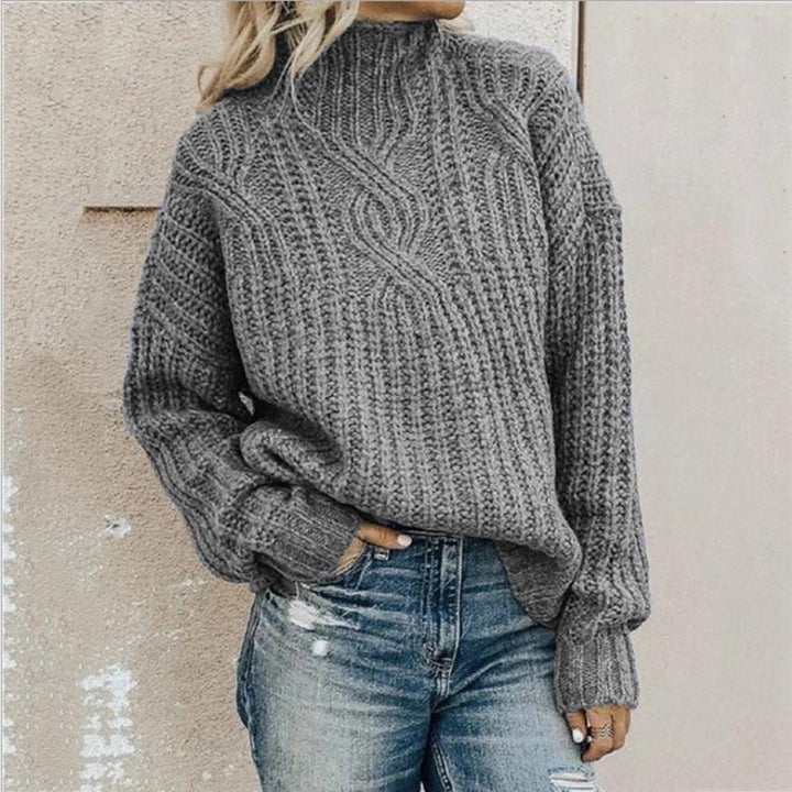Damen Lockerer Freizeit Strickpullover | Rollkragen