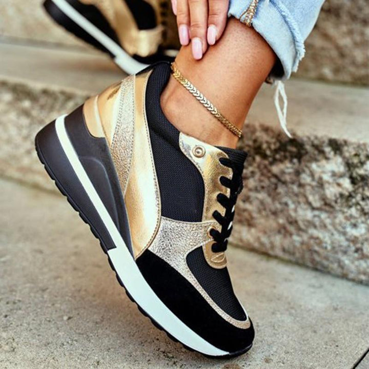 Damen Alle Jahreszeiten-Keil-Sneaker mit Schnürung