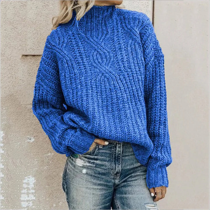Damen Lockerer Freizeit Strickpullover | Rollkragen