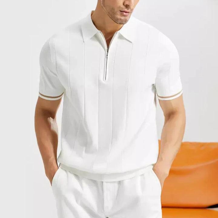 Kurzarm-Ripp-Poloshirt für Herren