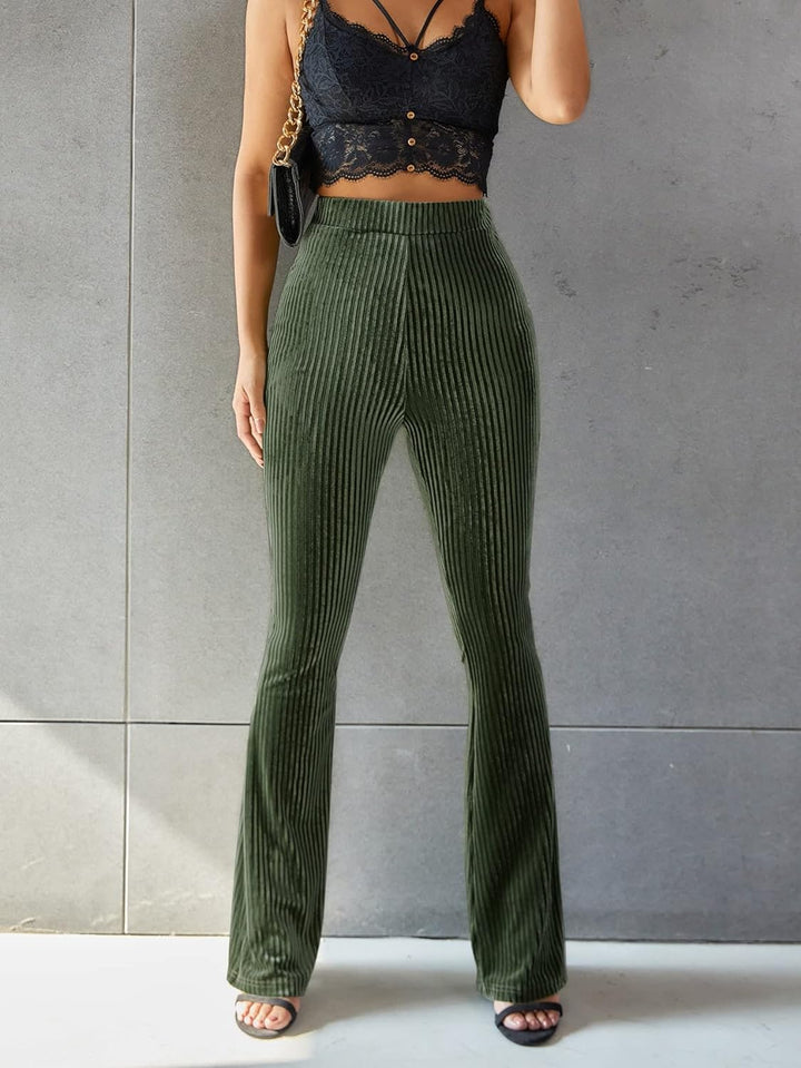 Retro High-Waist Cordhose mit Schlag für Damen