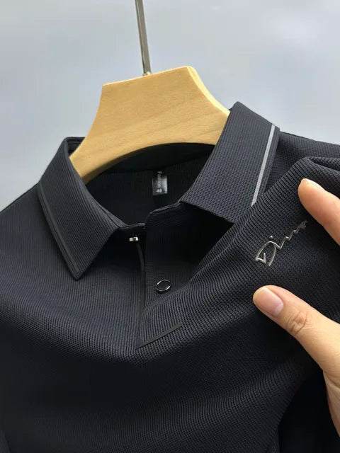 Herren Sommer Poloshirt mit Knöpfen and Stickerei