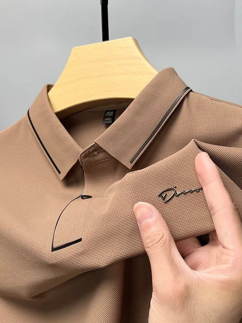 Herren Sommer Poloshirt mit Knöpfen and Stickerei