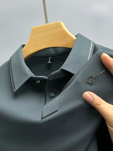 Herren Sommer Poloshirt mit Knöpfen and Stickerei