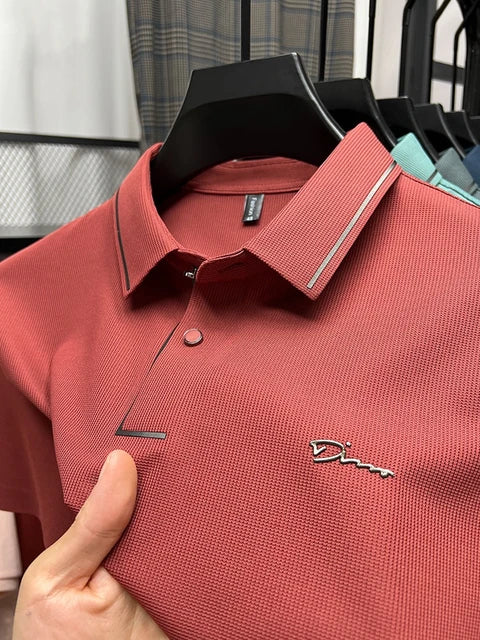 Herren Sommer Poloshirt mit Knöpfen and Stickerei