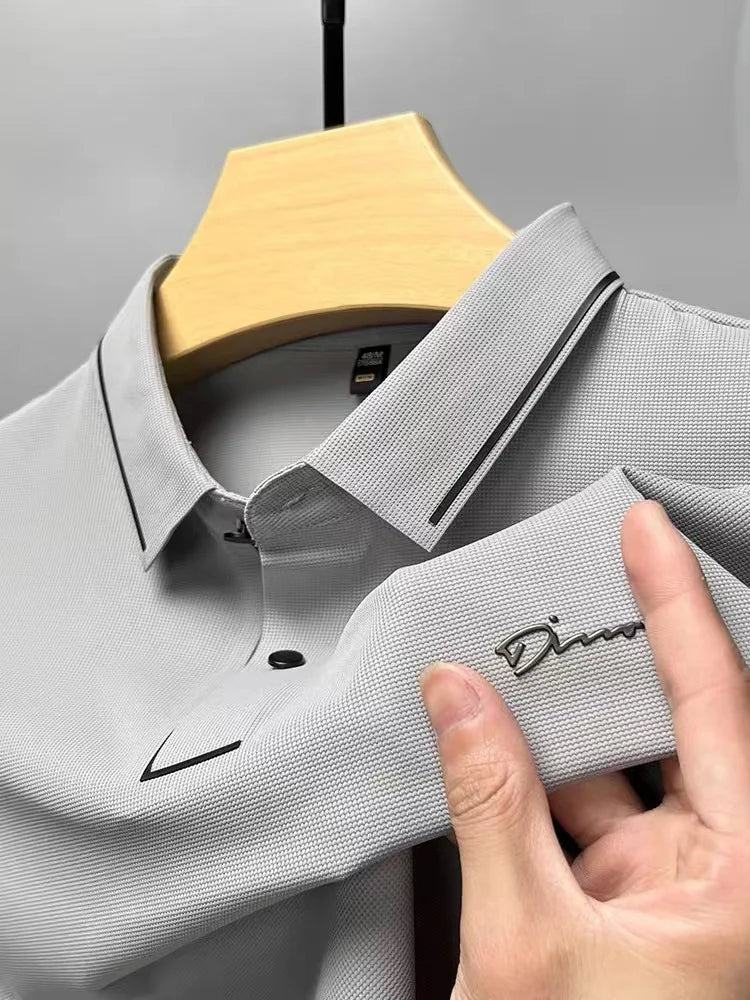 Herren Sommer Poloshirt mit Knöpfen and Stickerei