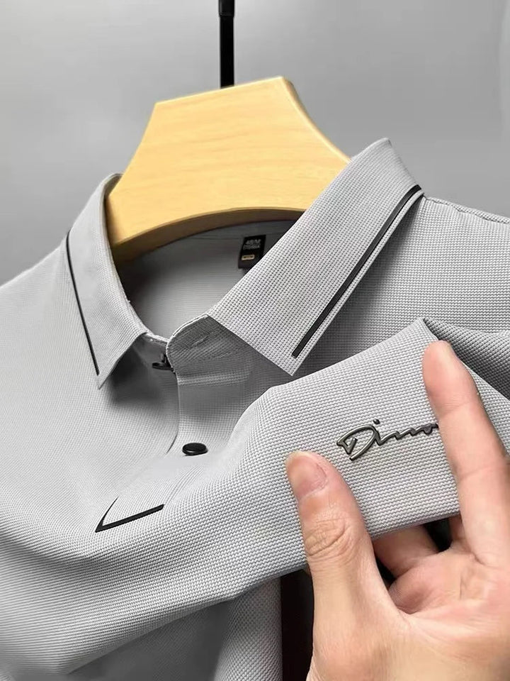 Herren Sommer Poloshirt mit Knöpfen and Stickerei