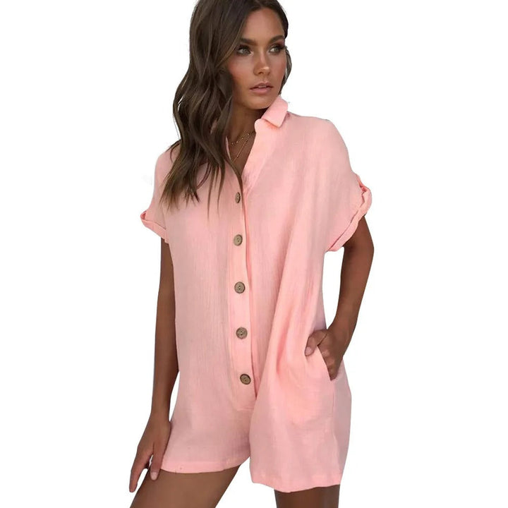 Kurzoverall mit Kragen und Knopfleiste für Damen