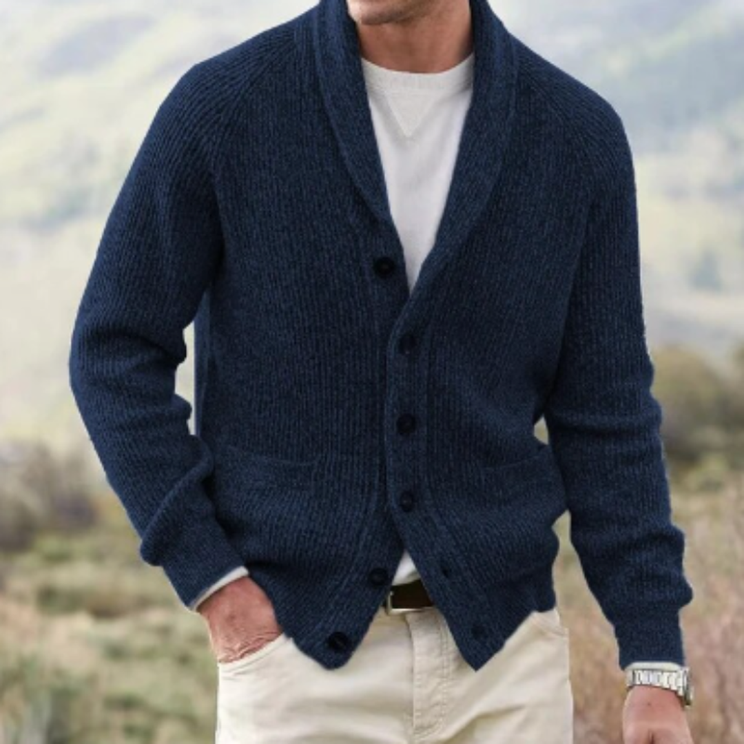 Klassische Strickjacke Mit V-ausschnitt Für Herren | Knopfverschluss