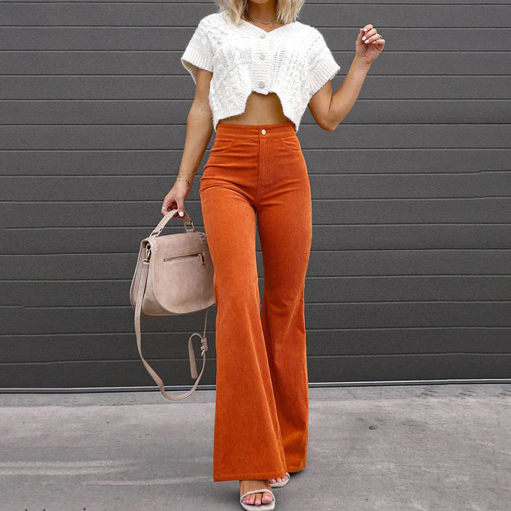 Damen Alle Jahreszeiten High-Waist-Schlaghose