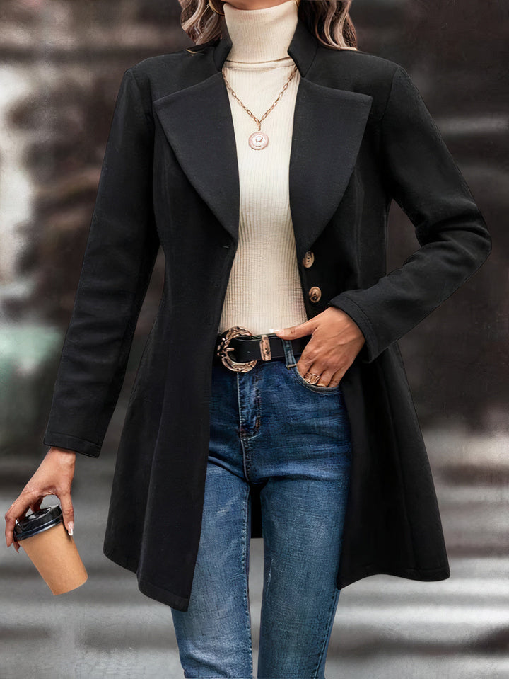 Damen Mid-Length Longline Mantel mit Reverskragen
