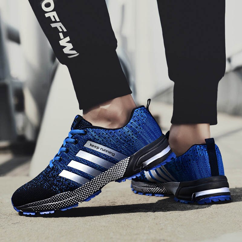 Herren Alle Jahreszeiten-Mesh-Sneaker mit Schnürung and Gestreiftem Design