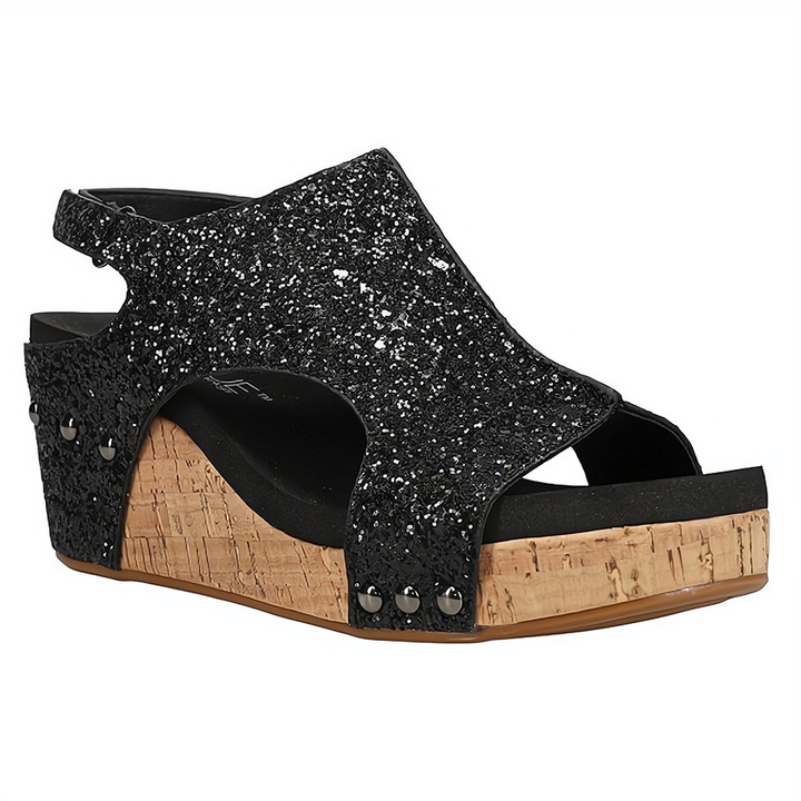 Glitzer Wedge-Sandalen für Damen