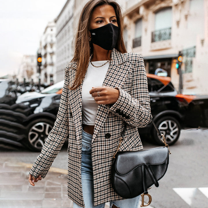 Lässiger Damenblazer | Kariertes Design