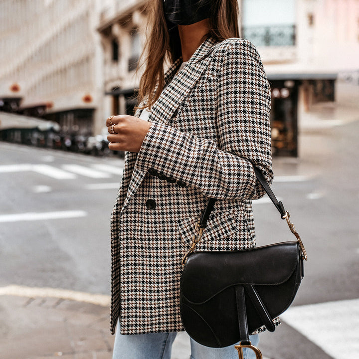 Lässiger Damenblazer | Kariertes Design
