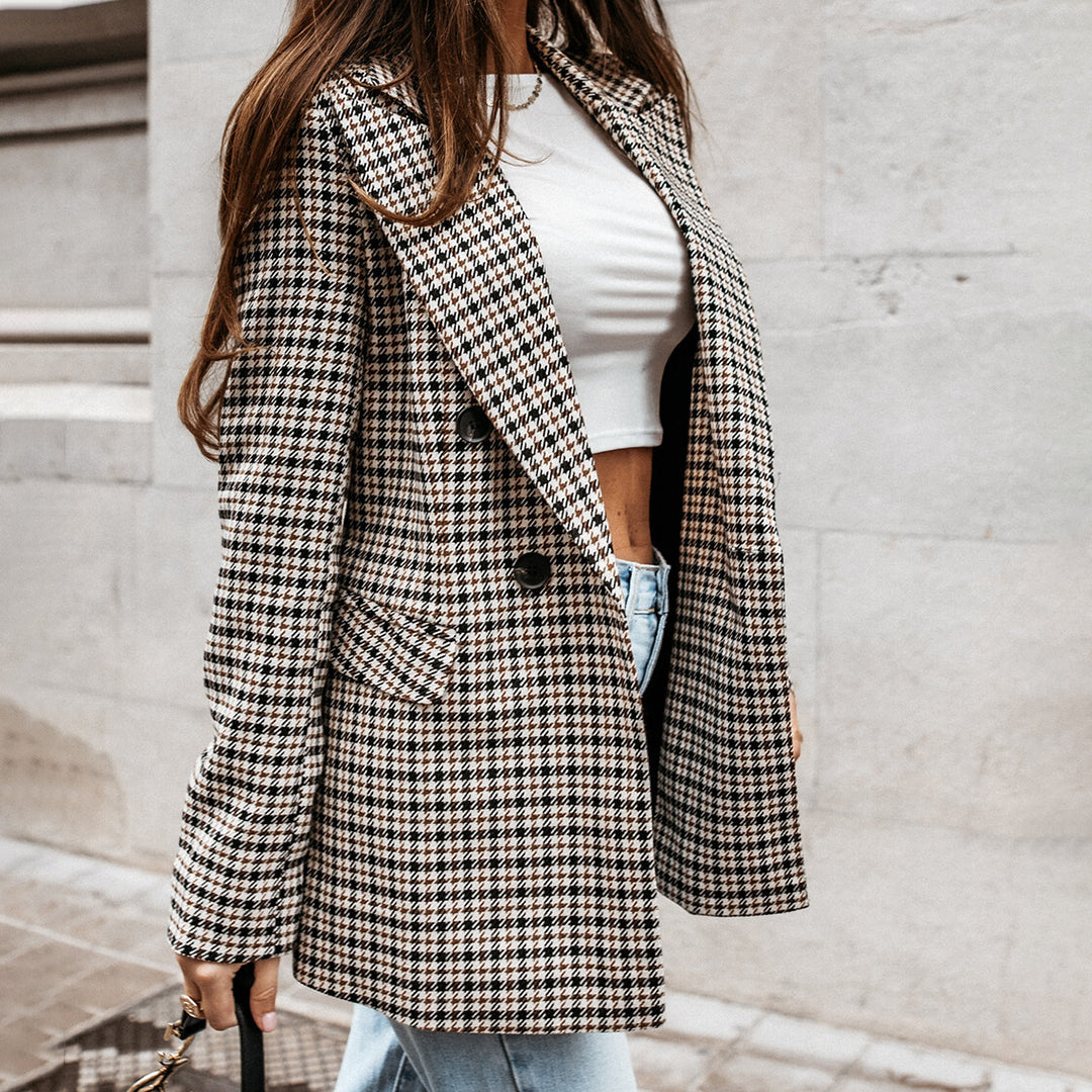 Lässiger Damenblazer | Kariertes Design