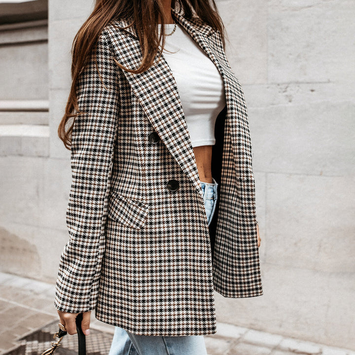 Lässiger Damenblazer | Kariertes Design