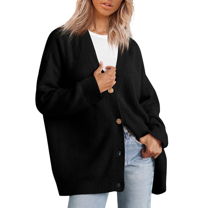 Damen Oversized Strickjacke | Mit Knopfleiste