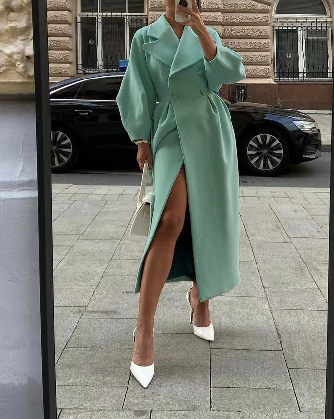 Winter Langer Trenchcoat Für Damen | Reverskragen