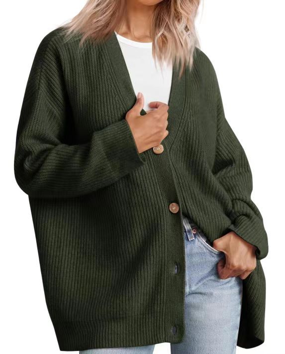 Damen Oversized Strickjacke | Mit Knopfleiste