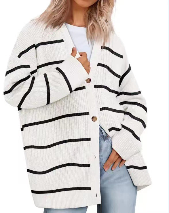 Damen Oversized Strickjacke | Mit Knopfleiste