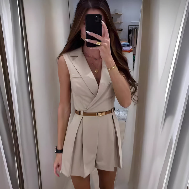 Eleganter ärmelloser V-Ausschnitt-Jumpsuit für Damen