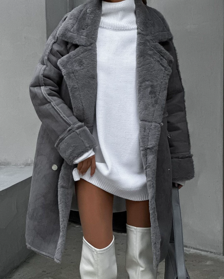 Lange Winter-Teddyjacke Für Damen | Lange Ärmel